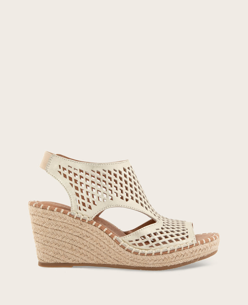 Kenneth Cole - GENTLE SOULS - Cody Perforated Leather Espadrille Wedge WOMENS SANDAL for Women