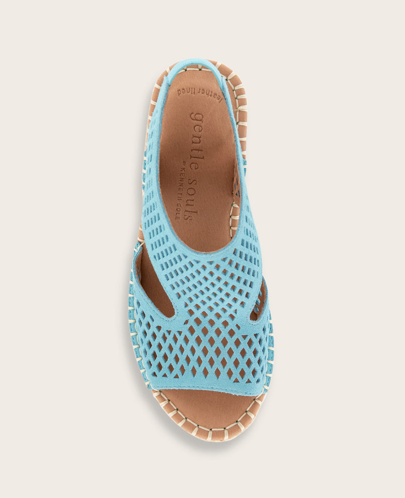Kenneth Cole - GENTLE SOULS - Cody Perforated Suede Espadrille Wedge WOMENS SANDAL for Women
