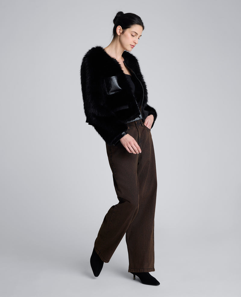 Kenneth Cole - Faux Leather Pocket Fur Jacket WOMENS JACKET for Women