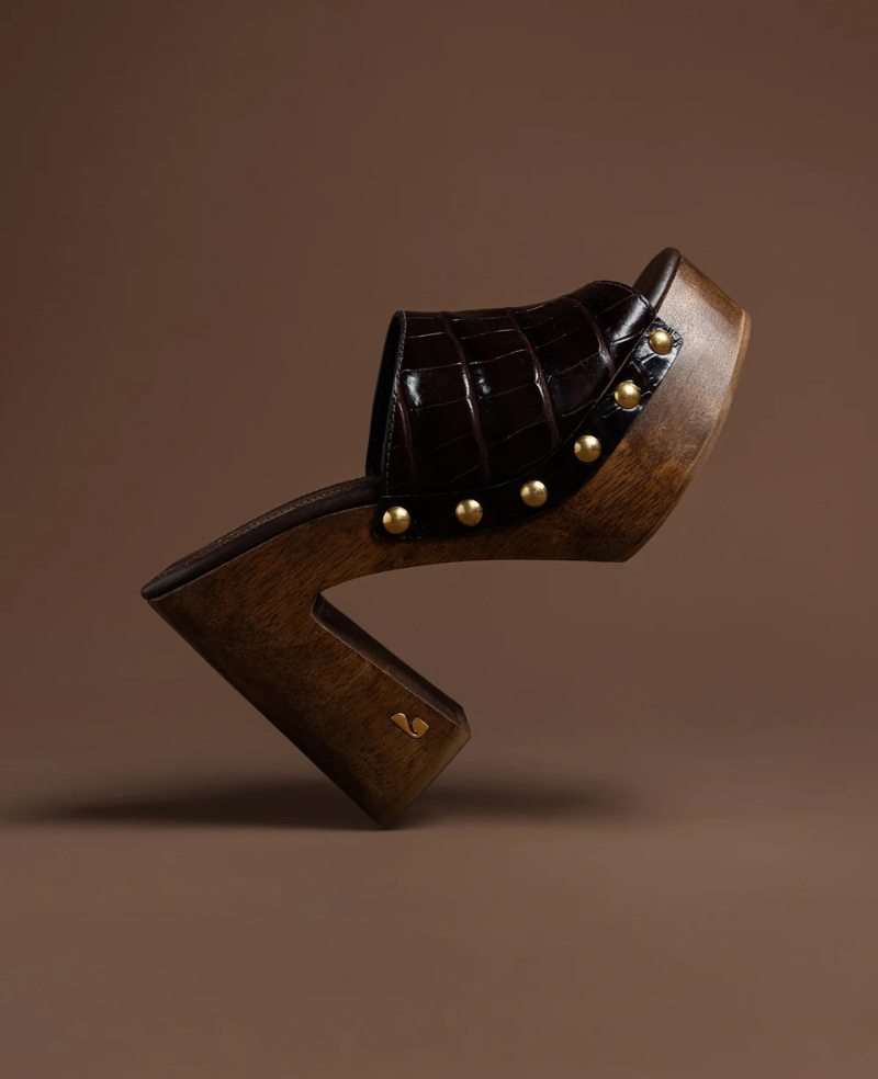 Kenneth Cole - Larroudé x Kenneth Cole: Mule Dark Oak Croco Leather Mule