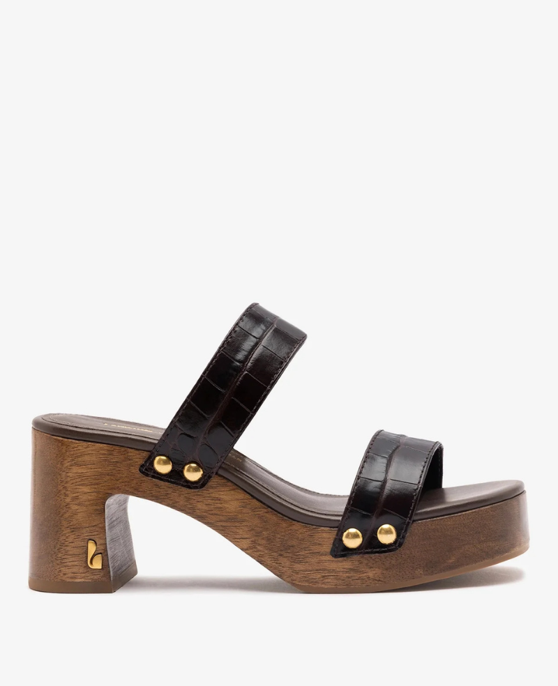 Kenneth Cole - Larroudé x Kenneth Cole: Sandal Dark Oak Croco Leather Sandal