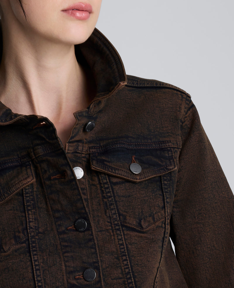 Kenneth Cole - Overdye Denim Cropped Trucker Jacket WOMENS DENIM for Women