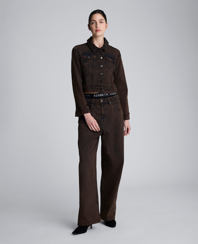 Kenneth Cole - Overdye Denim Cropped Trucker Jacket WOMENS DENIM for Women