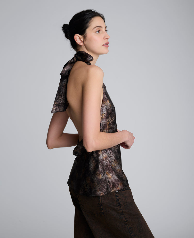 Kenneth Cole - Satin Crossover Halter Blouse WOMENS TOPS for Women