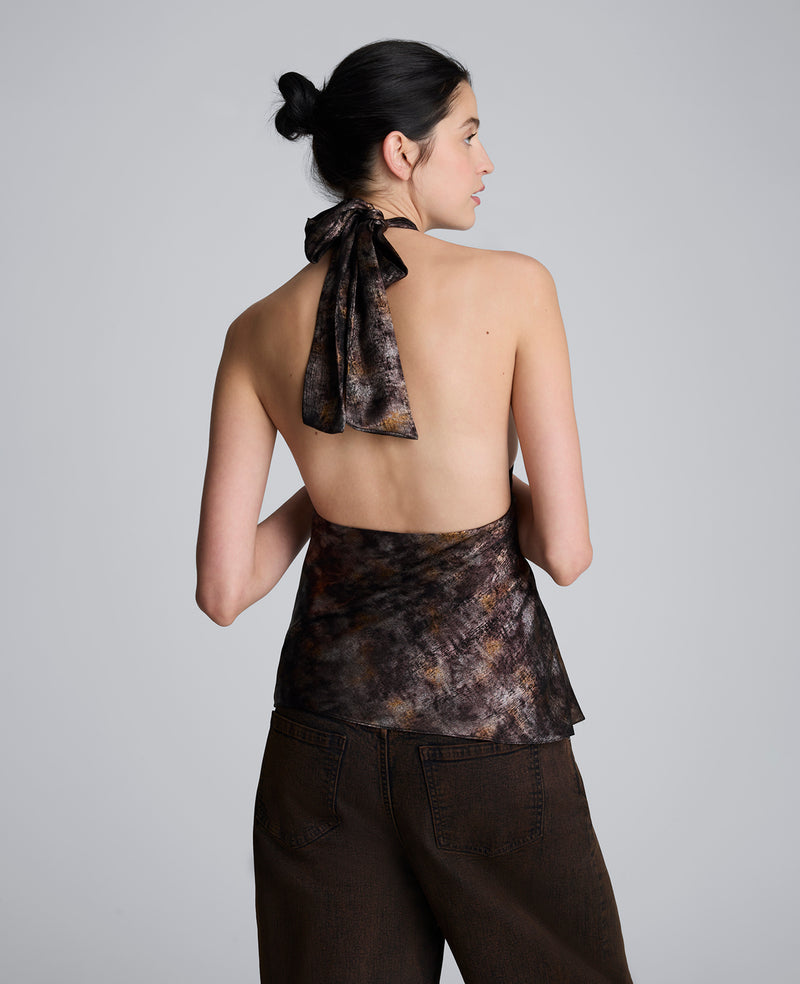 Kenneth Cole - Satin Crossover Halter Blouse WOMENS TOPS for Women