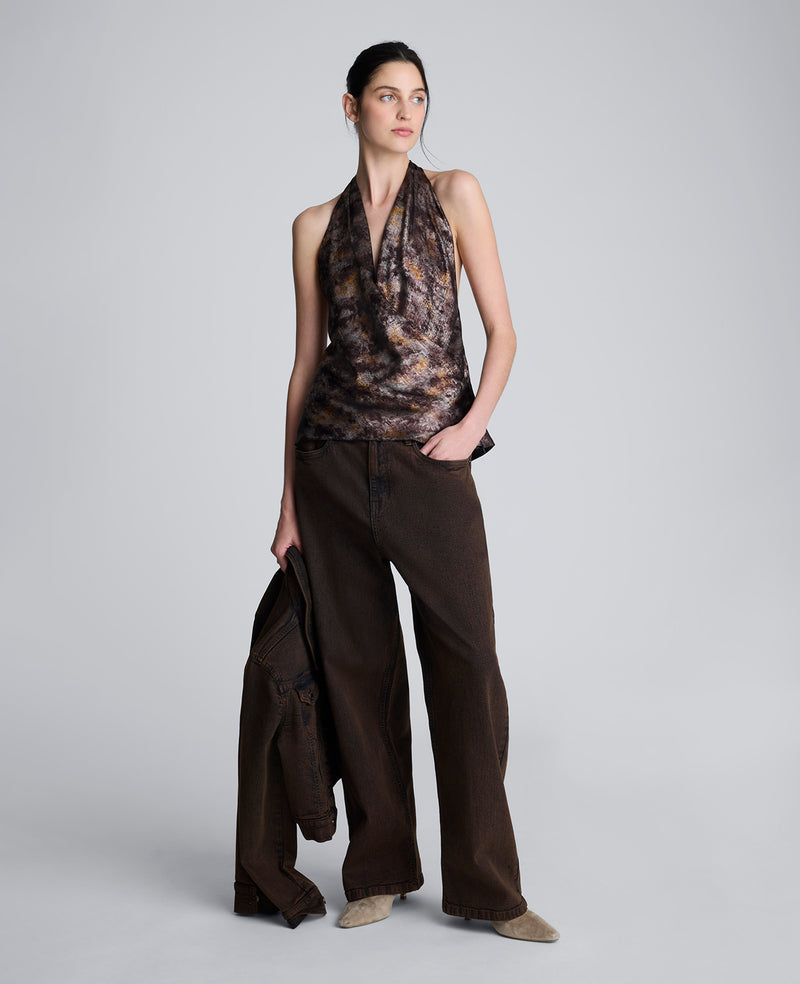 Kenneth Cole - Satin Crossover Halter Blouse WOMENS TOPS for Women