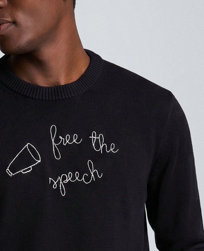 Kenneth Cole - Lingua Franca Free The Speech Unisex Cotton Crewneck Sweater Men's Apparel for Unisex