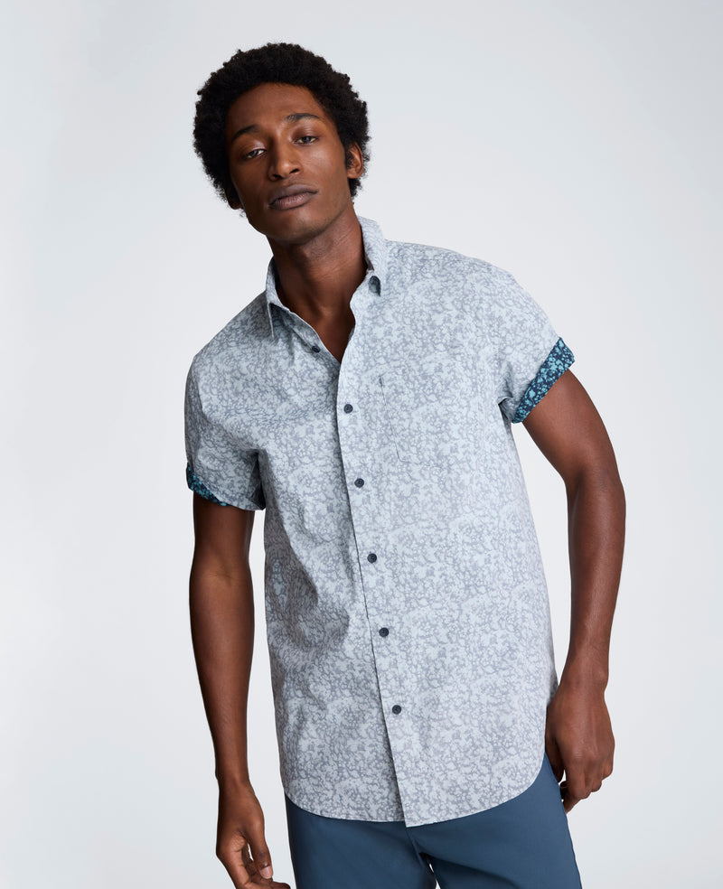 Kenneth Cole - Short Sleeve Sport Shirt with Chest Pocket MENS SHIRT for Men