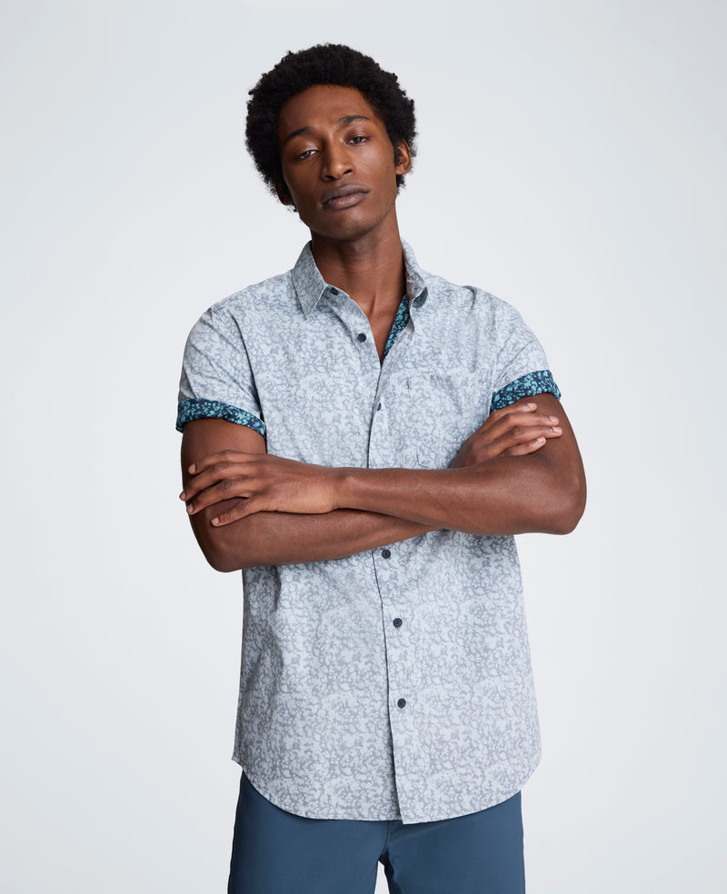 Kenneth Cole - Short Sleeve Sport Shirt with Chest Pocket MENS SHIRT for Men