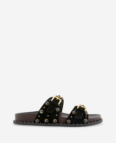 Deardra Leather Double Buckle Band Slide