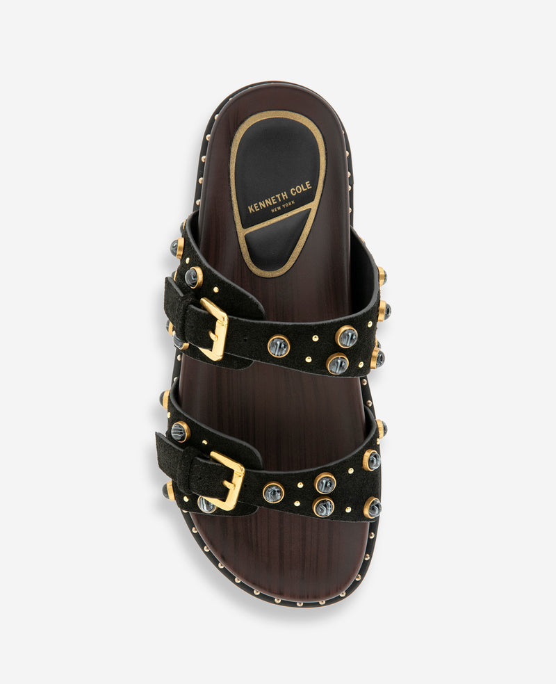 Kenneth Cole - Deardra Leather Double Buckle Band Slide WOMENS SANDAL for Women