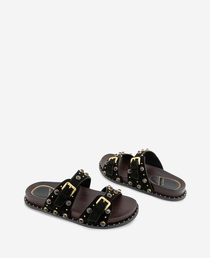 Kenneth Cole - Deardra Leather Double Buckle Band Slide WOMENS SANDAL for Women