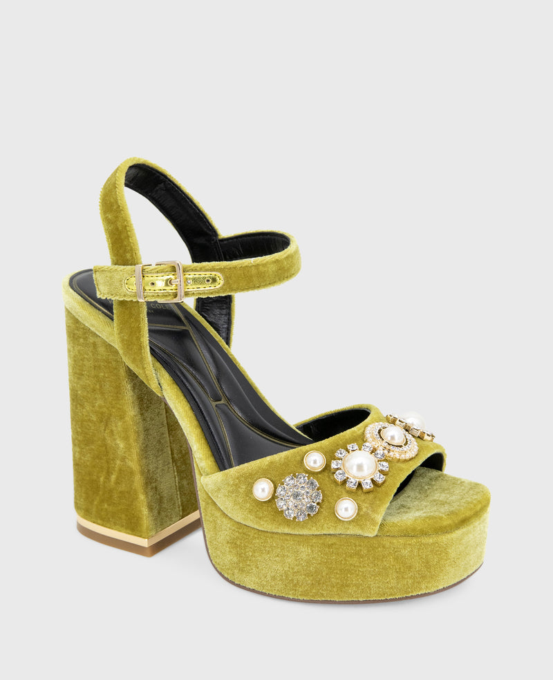 Kenneth Cole - Dolly Charms Velvet Platform Sandal WOMENS HEELS for Women