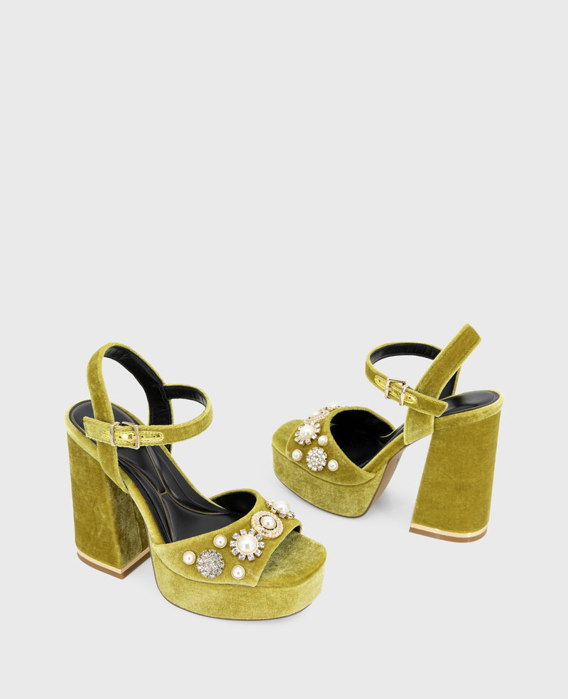 Kenneth Cole - Dolly Charms Velvet Platform Sandal WOMENS HEELS for Women