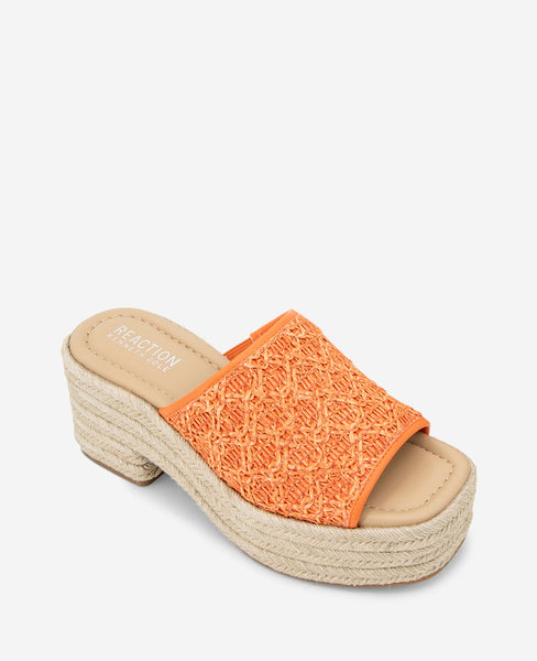 Shop Elissa Orange Raffia Platform Sandal | KC Reaction