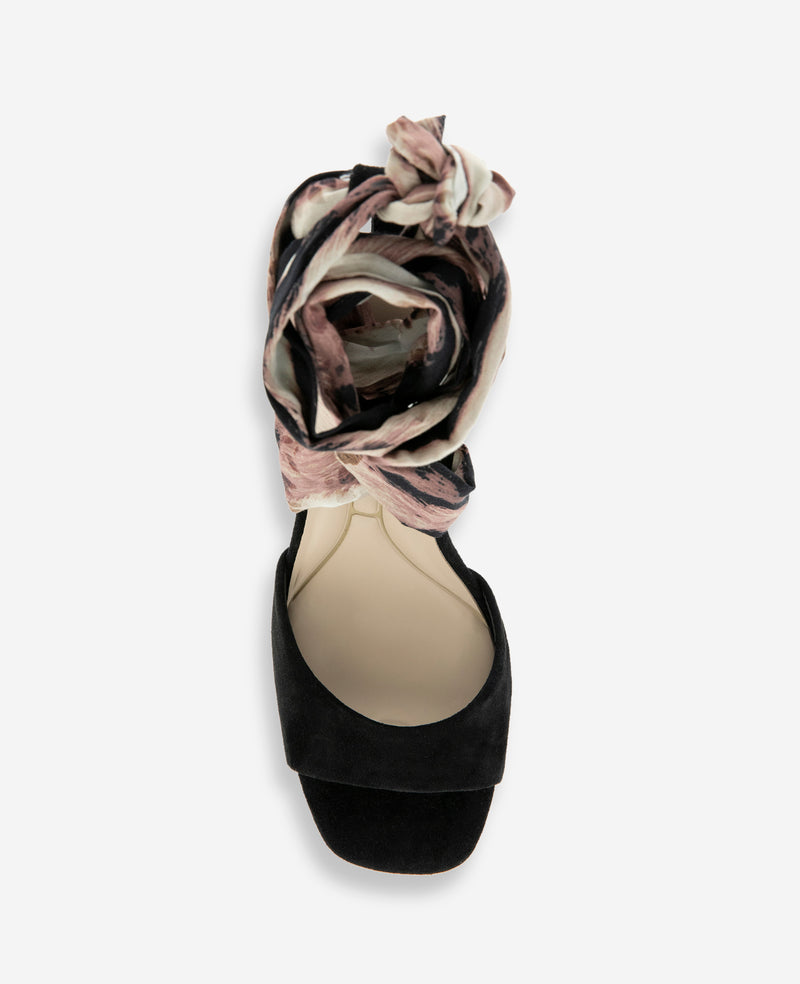Kenneth Cole - Fabia Printed Fabric Wrap Around Suede & Raffia Wedge WOMENS HEELS for Women