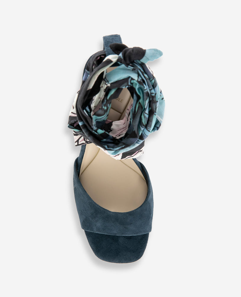 Kenneth Cole - Fabia Printed Fabric Wrap Around Suede & Raffia Wedge WOMENS HEELS for Women