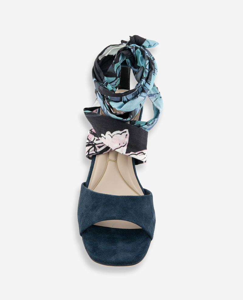 Kenneth Cole - Fabia Printed Fabric Wrap Around Suede & Raffia Wedge WOMENS HEELS for Women