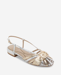 Farrah Metallic Combo Snake Caged In Buckle Sandal