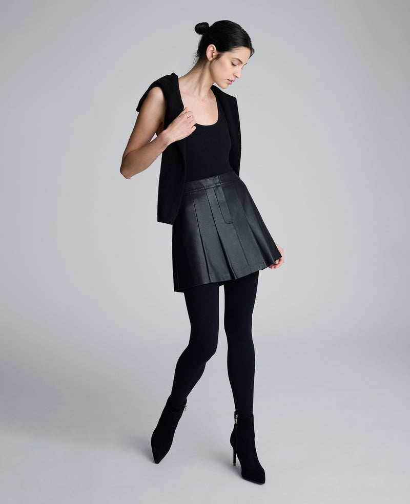 Shop Faux Leather Pleated Mini Skirt – Black | Kenneth Cole