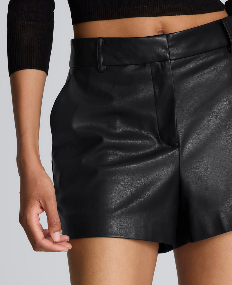 Kenneth Cole - Faux Leather Fly Front Short WOMENS SHORTS for Women