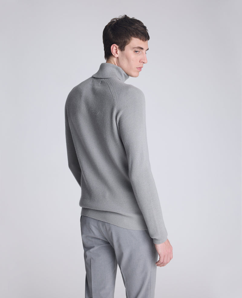 Shop Foldover Turtleneck Sweater: Grey Heather Ribbed | KC