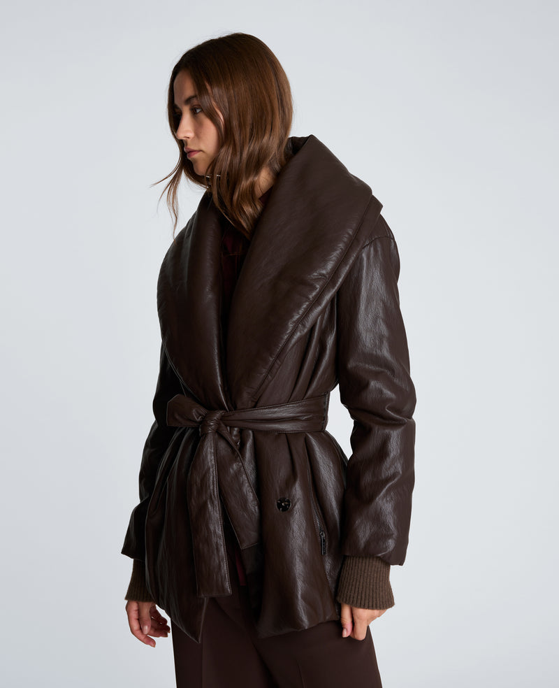 Kenneth Cole - Faux Leather Belted Robe Coat WOMENS OUTERWEAR for Women