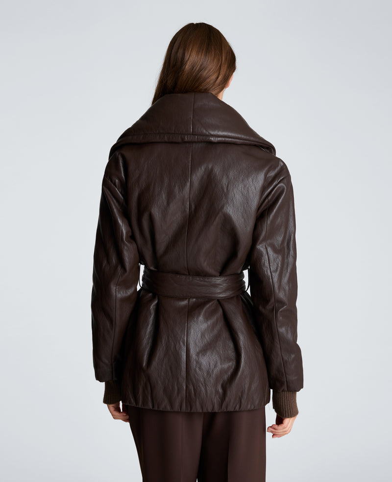 Kenneth Cole - Faux Leather Belted Robe Coat WOMENS OUTERWEAR for Women
