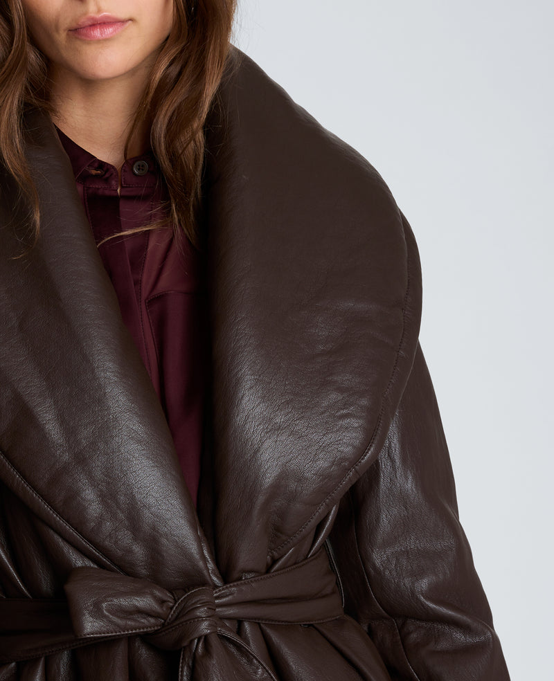 Kenneth Cole - Faux Leather Belted Robe Coat WOMENS OUTERWEAR for Women