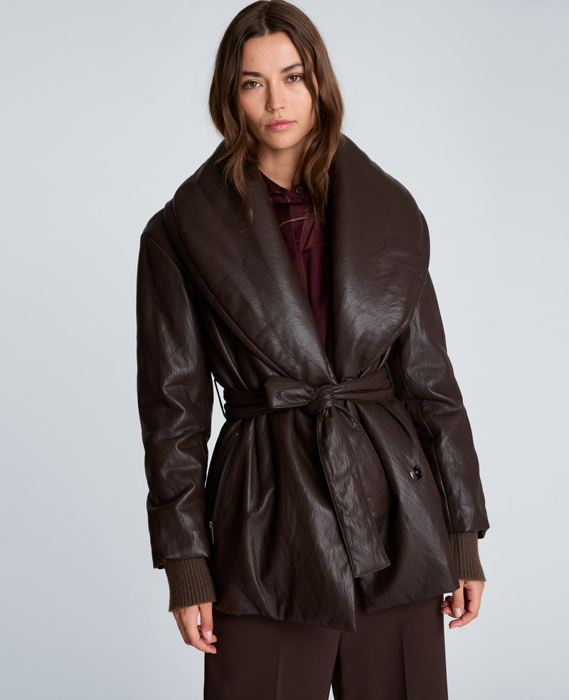 Kenneth Cole - Faux Leather Belted Robe Coat WOMENS OUTERWEAR for Women