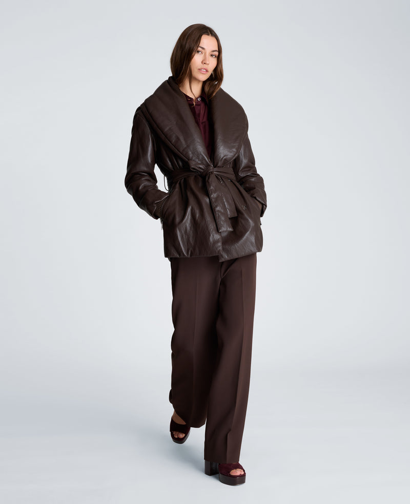 Kenneth Cole - Faux Leather Belted Robe Coat WOMENS OUTERWEAR for Women