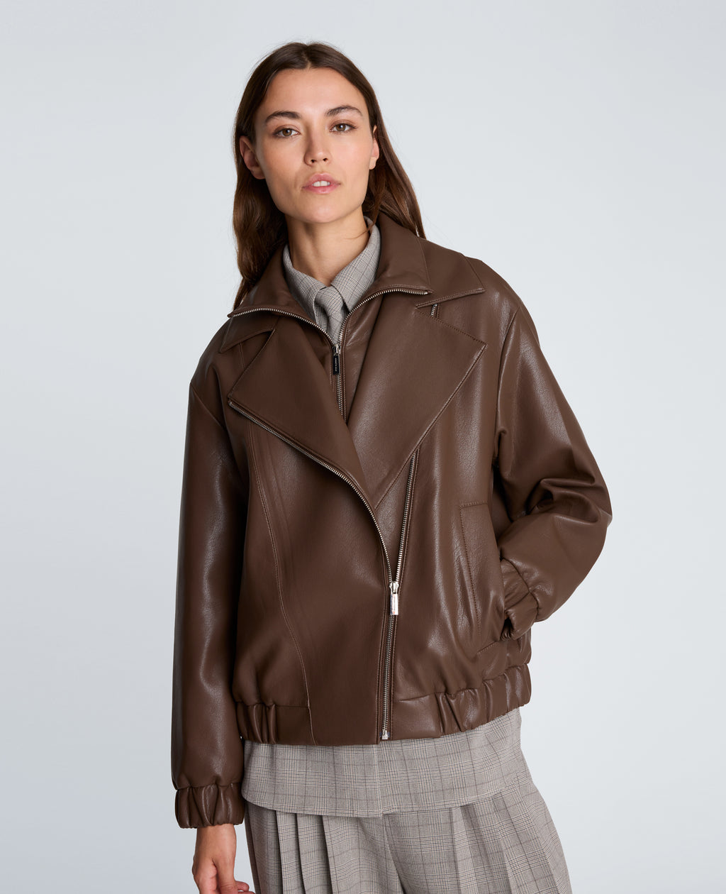 Kenneth Cole - Asymmetrical Zip Faux Leather Jacket WOMENS OUTERWEAR for Women 