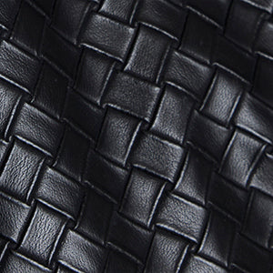 Hooded Basketweave Vegan Leather Blouson Jacket