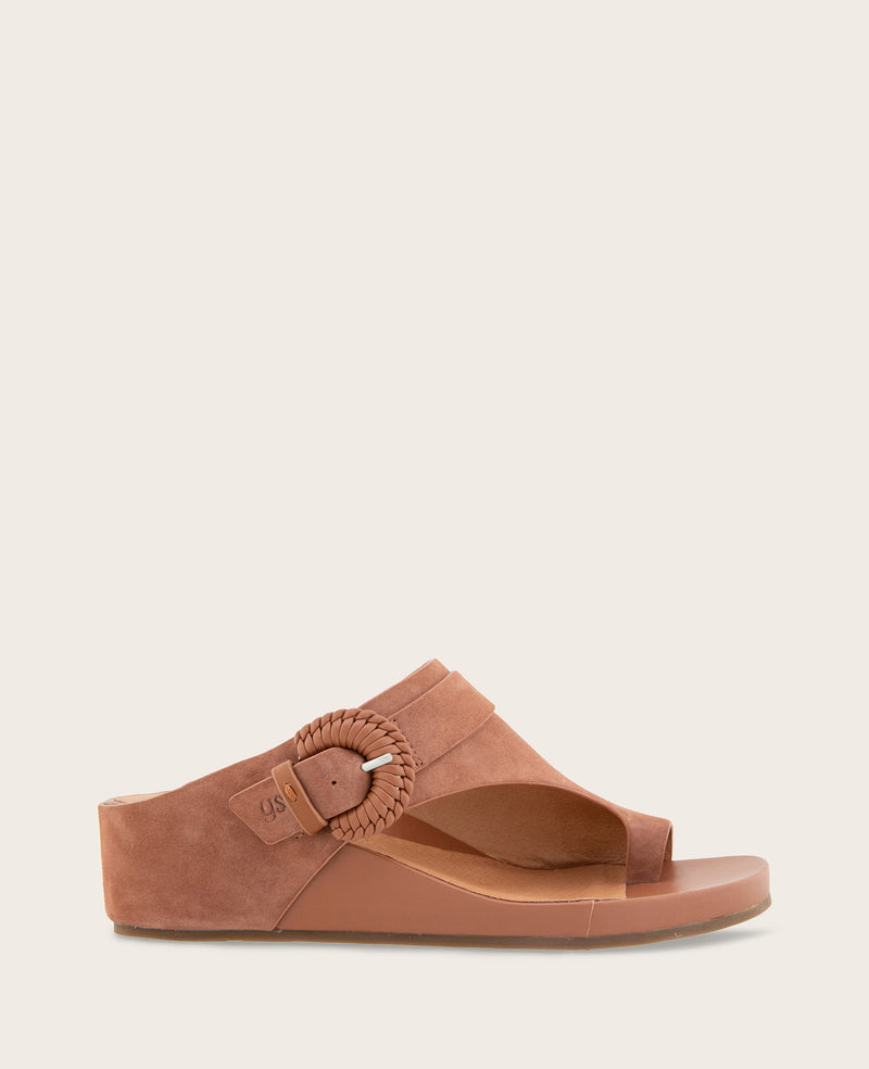 Kenneth Cole - GENTLE SOULS - Galina Suede Toe Ring Buckle Wedge Sandal WOMENS SANDAL for Women