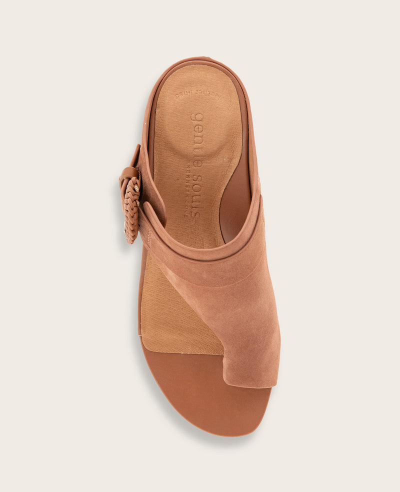 Kenneth Cole - GENTLE SOULS - Galina Suede Toe Ring Buckle Wedge Sandal WOMENS SANDAL for Women