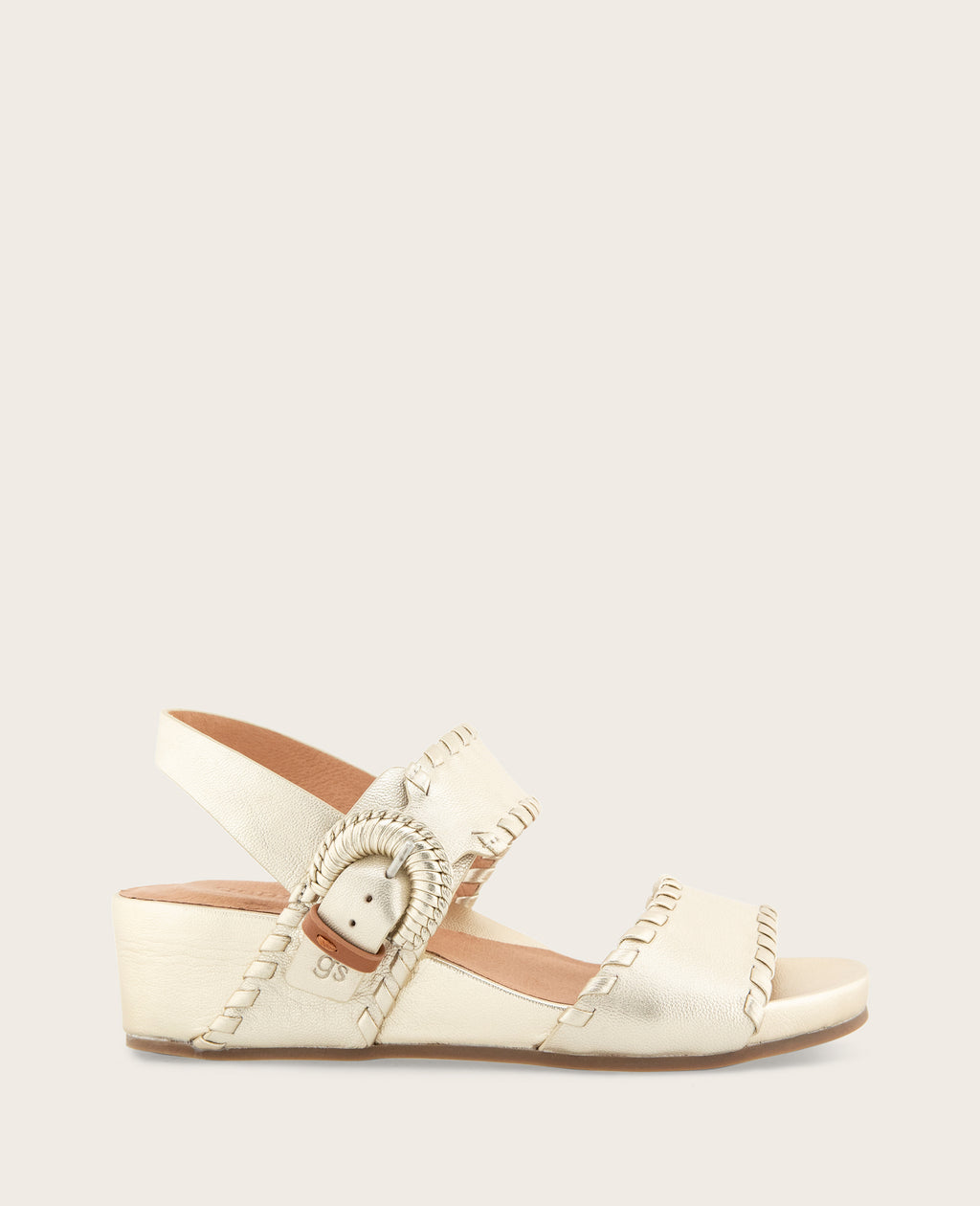 Kenneth Cole - GENTLE SOULS - Gayle Metallic Two Band Whip Stitch Wedge Sandal WOMENS SANDAL for Women 