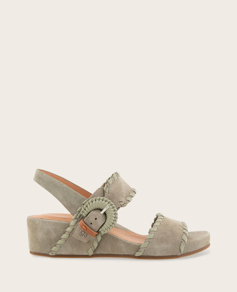 Kenneth Cole - GENTLE SOULS - Gayle Suede Two Band Whip Stitch Wedge Sandal WOMENS SANDAL for Women