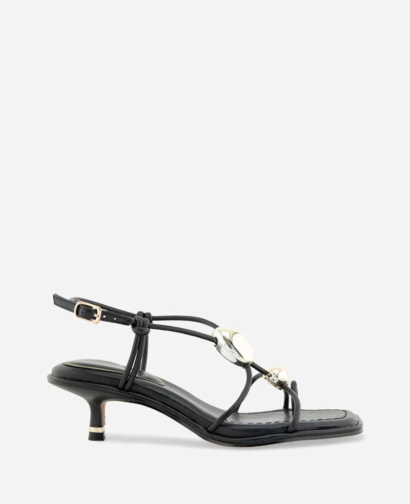 Kenneth Cole - Gemma Embellished Strappy Leather Kitten Heel Sandal WOMENS HEELS for Women