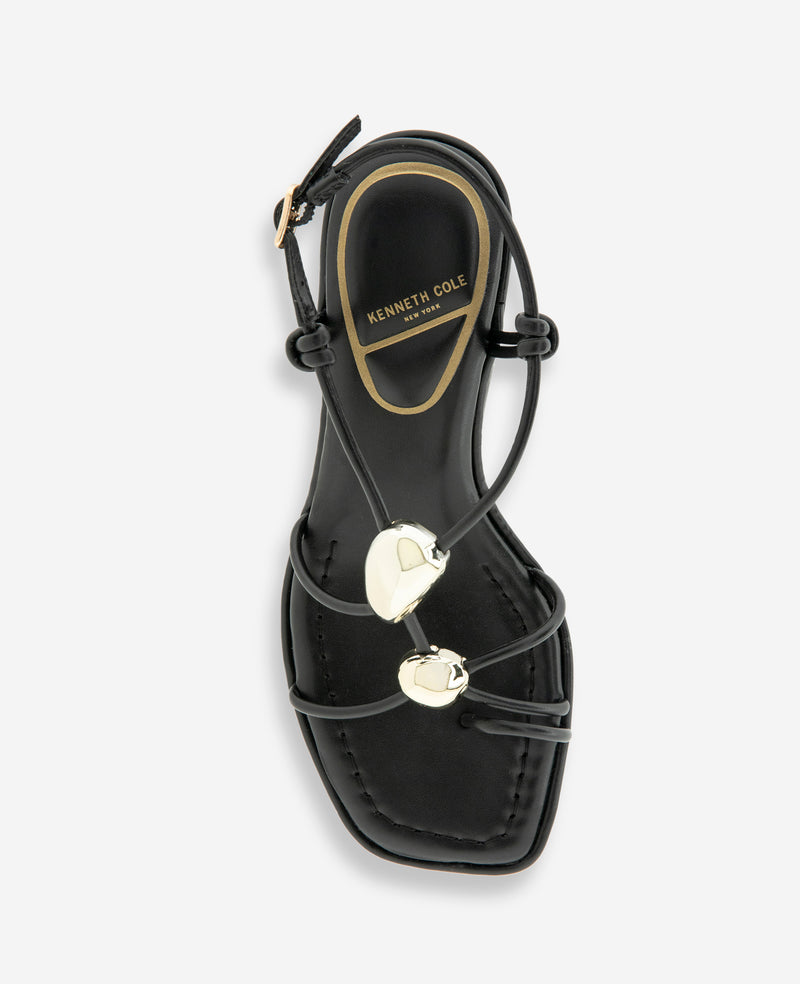Kenneth Cole - Gemma Embellished Strappy Leather Kitten Heel Sandal WOMENS HEELS for Women
