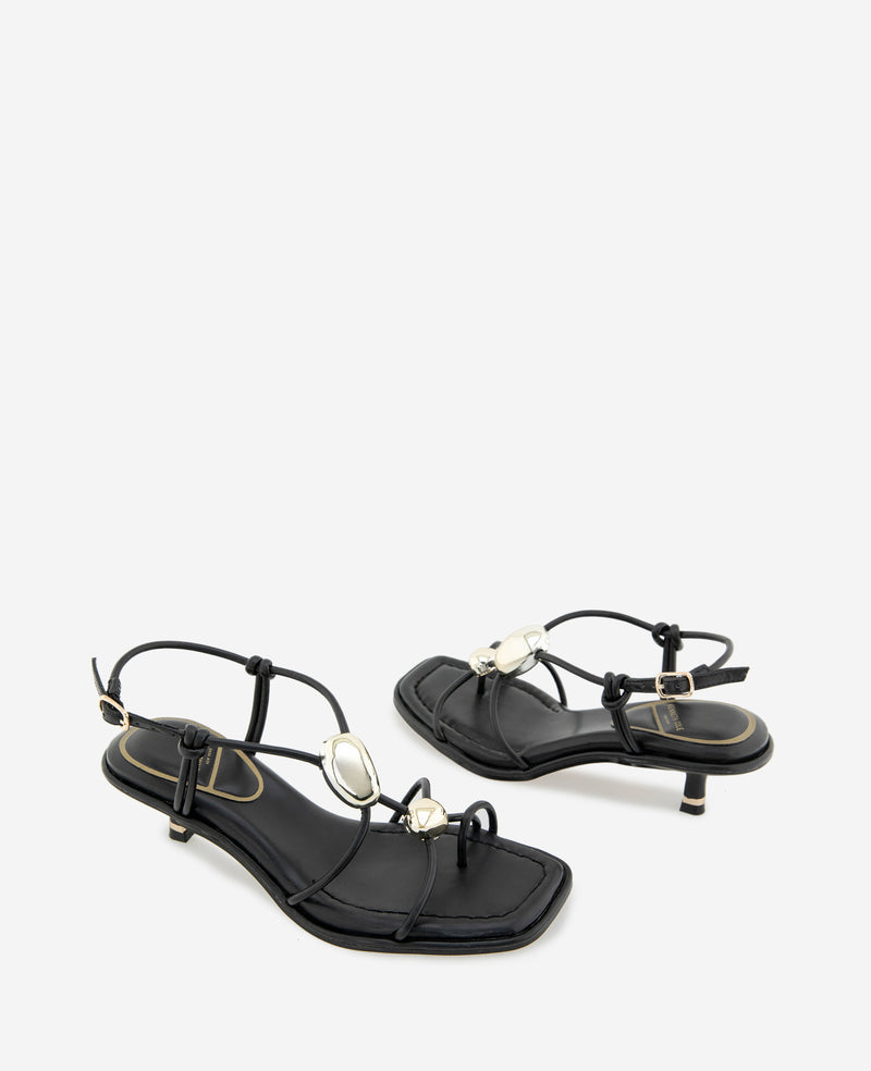 Kenneth Cole - Gemma Embellished Strappy Leather Kitten Heel Sandal WOMENS HEELS for Women