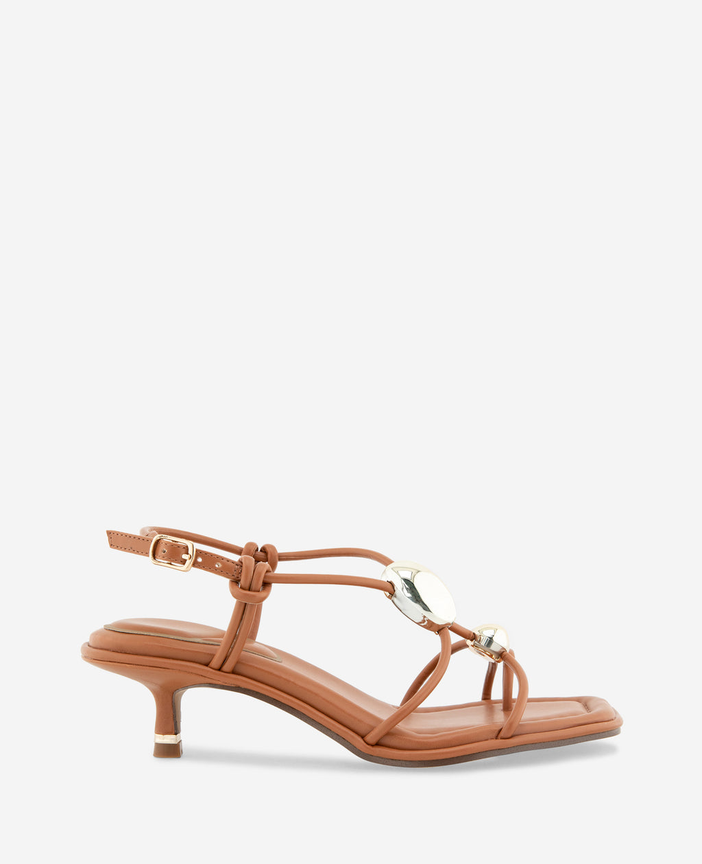 Kenneth Cole - Gemma Embellished Strappy Leather Kitten Heel Sandal WOMENS HEELS for Women 