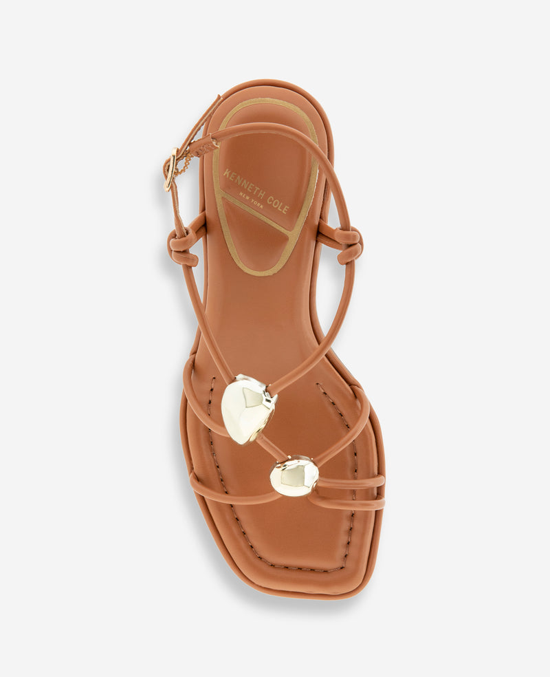 Kenneth Cole - Gemma Embellished Strappy Leather Kitten Heel Sandal WOMENS HEELS for Women