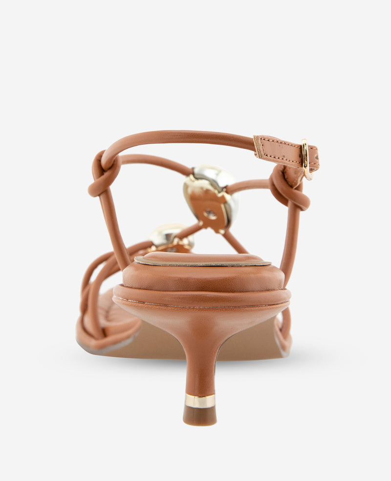 Kenneth Cole - Gemma Embellished Strappy Leather Kitten Heel Sandal WOMENS HEELS for Women