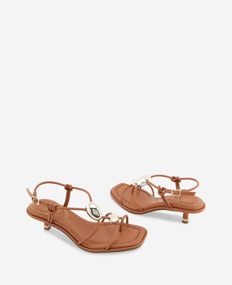 Kenneth Cole - Gemma Embellished Strappy Leather Kitten Heel Sandal WOMENS HEELS for Women