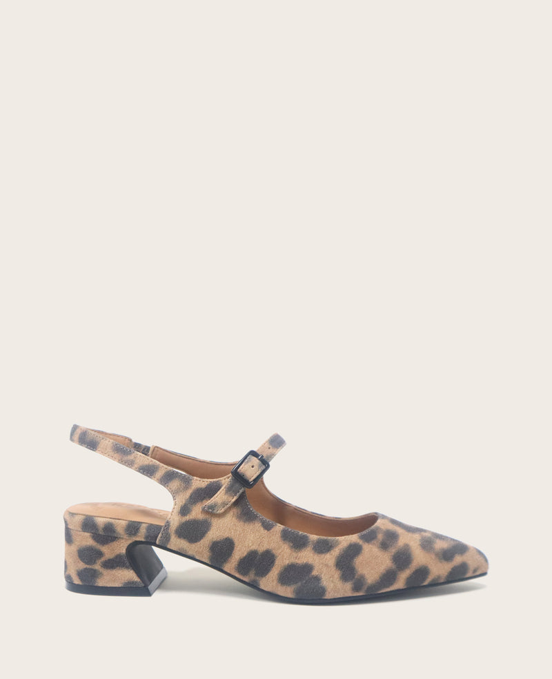 Kenneth Cole - GENTLE SOULS - Gladys Leopard Suede Ankle Strap Slingback WOMENS HEELS for Women