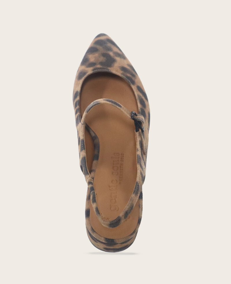 Kenneth Cole - GENTLE SOULS - Gladys Leopard Suede Ankle Strap Slingback WOMENS HEELS for Women
