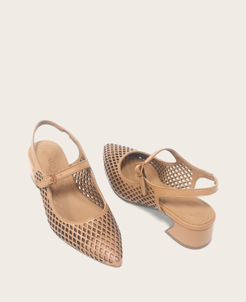 Kenneth Cole - GENTLE SOULS - Gladys Perforated Leather Mary Jane Slingback Heel WOMENS HEELS for Women