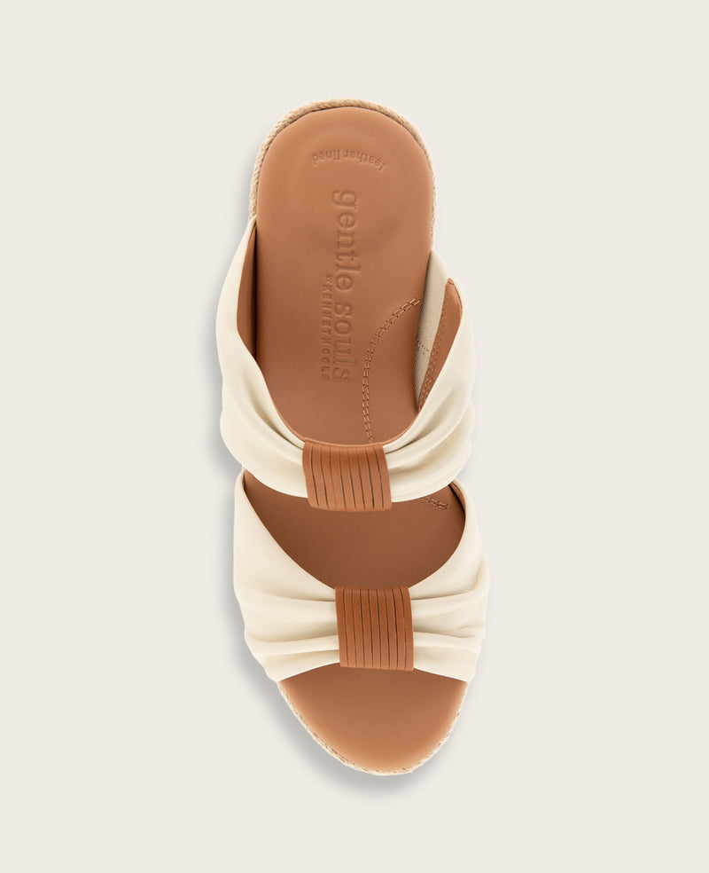 Kenneth Cole - GENTLE SOULS - Gracious Leather Rouched Espadrille Wedge WOMENS SANDAL for Women