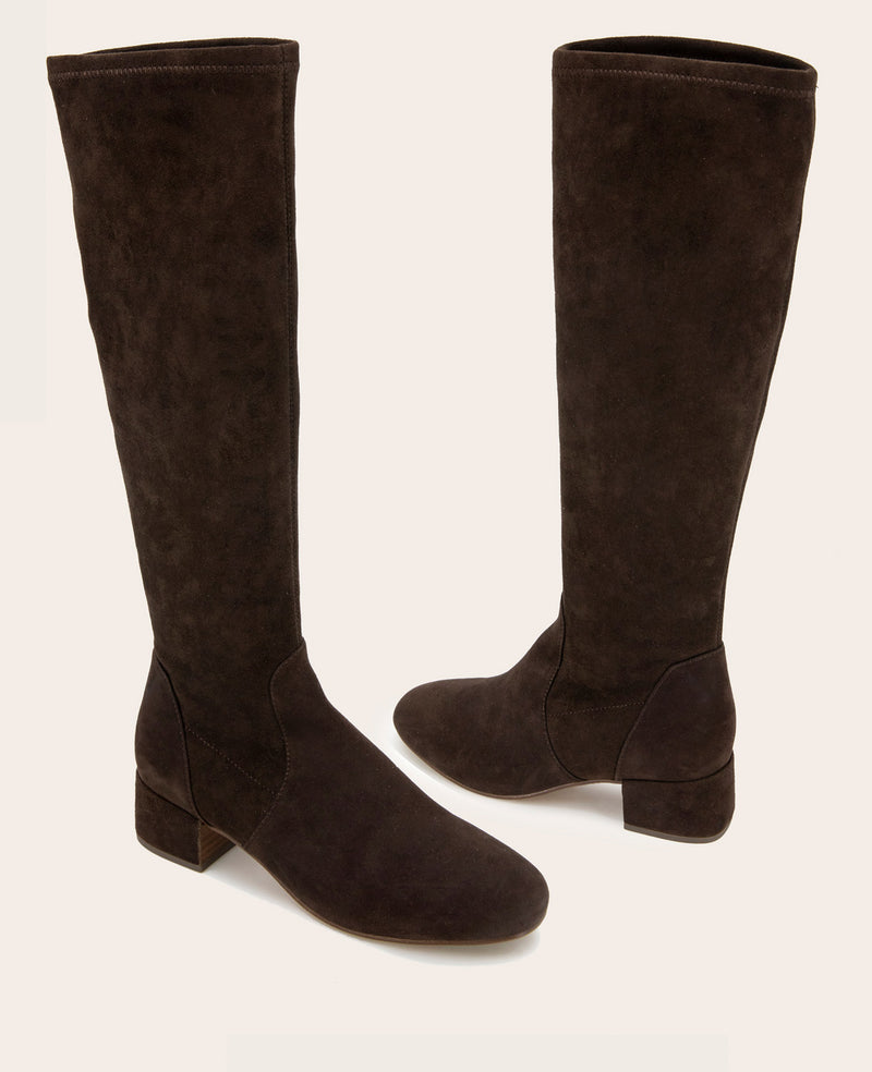 Shop Ella Stretch Tall Boot – Chocolate Suede Gentle Souls