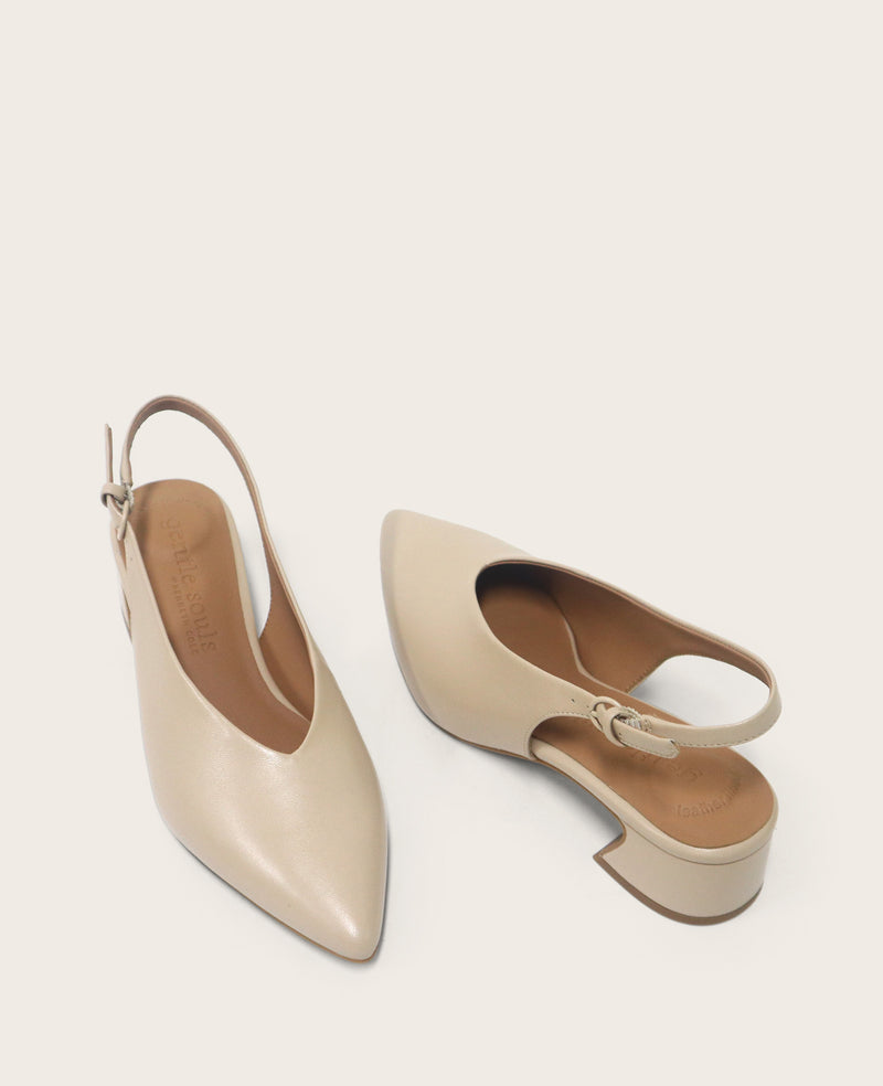 Kenneth Cole - GENTLE SOULS - GINETTE Sand Leather Slingback WOMENS HEELS for Women